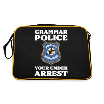 Grammer Police Your Under Arrest Funny Sarcastic - Retro Bag - black/gold - Back