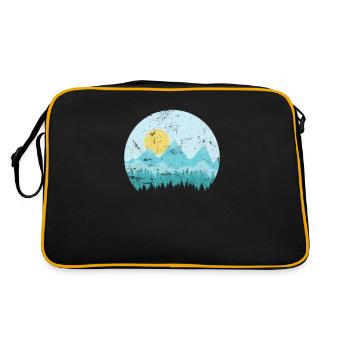 Montagnes avec paysage enneigé et forêts - Sac Retro - noir/or - Dos
