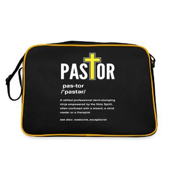 Pfarrer Pastor Definition - Retro Tasche - Schwarz/Gold - Hinten