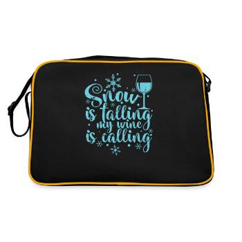 Snow is falling my Wine is calling Winter - Retro Tasche - Schwarz/Gold - Hinten