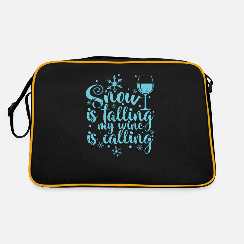 Snow is falling my Wine is calling Winter Retro Tasche