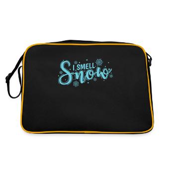 I smell Snow Winter Jahreszeit rodeln - Retro Tasche - Schwarz/Gold - Hinten