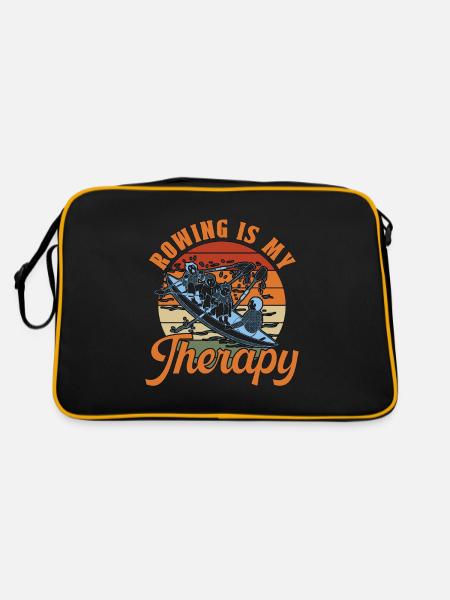 Rowing Is My Therapy Water Sports Paddling Rower - Retro Bag - black/gold - Back