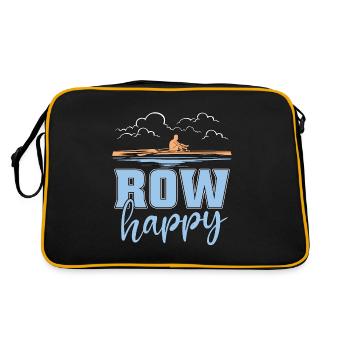 Rowing Row Happy Oarsmen Boat Water Sports Rower - Retro Tasche - Schwarz/Gold - Hinten