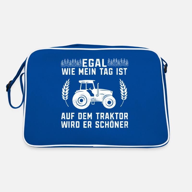 Landwirt Auf Dem Traktor Wird Es Schöner Bauer Retro Tasche