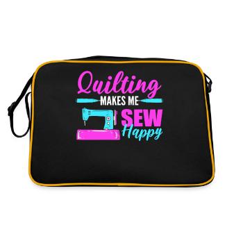 Quilting Makes Me Sew Happy Quilter Sewer Sewing - Retro Bag - black/gold - Back