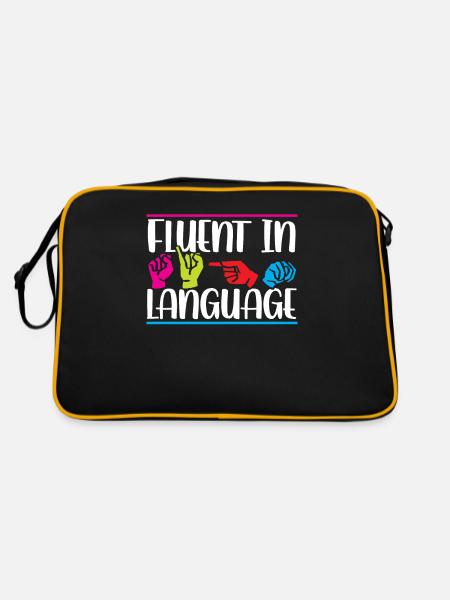 Maîtrise de la langue des signes Signes de sensibilisation - Sac Retro - noir/or - Dos