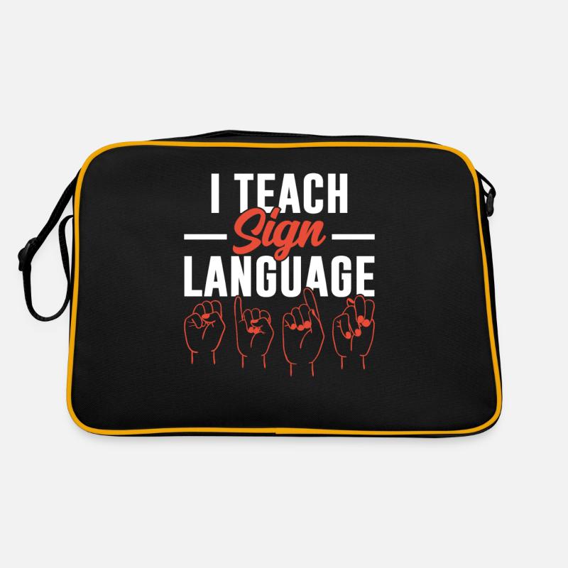 Ich Unterrichte Gebärdensprache Lehrer Gebärden Retro Tasche