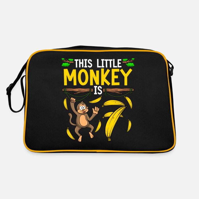 Affengeburtstag 7. Affen-Themenparty Kinder - Retro Tasche - Schwarz/Gold