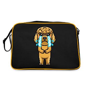 Kawaii Cockapoo Chien Triste Émoticône Pleurant - Sac Retro - noir/or - Dos