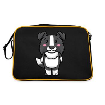Border Collie Chien Emoticon Chiens - Sac Retro - noir/or - Dos