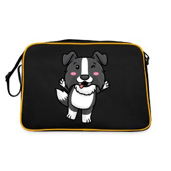 Border Collie Chien Emoticon Chiens - Sac Retro - noir/or - Dos
