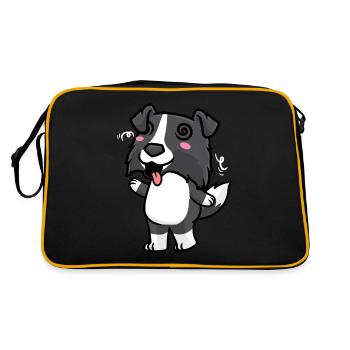 Border Collie Chien Emoticon Chiens - Sac Retro - noir/or - Dos