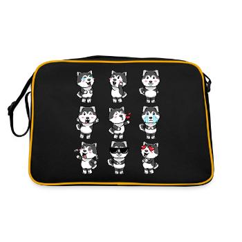 Émoticônes de chiens Pomsky - Sac Retro - noir/or - Dos