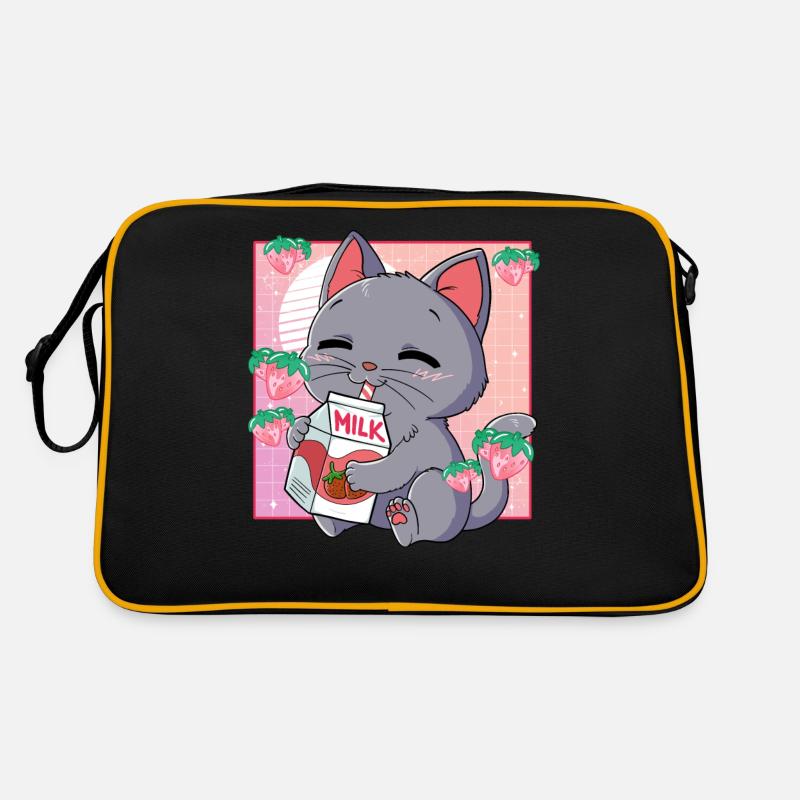 Kawaii Katze Erdbeermilch Retro Tasche