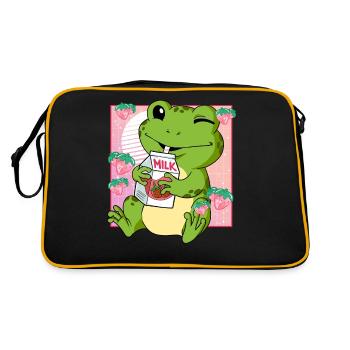 Kawaii Frog Strawberry Lait - Sac Retro - noir/or - Dos