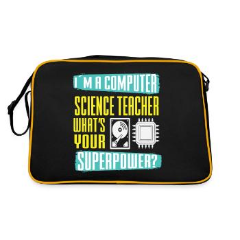 Lustiger Informatiker Spruch, Informatik - Retro Tasche - Schwarz/Gold - Hinten