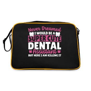 Dental Assistant Here I Am Killing It Dental - Retro Tasche - Schwarz/Gold - Hinten