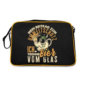 Mein Beitrag zum Umweltschutz - Ich trenne Bier - Retro Tasche - Schwarz/Gold - Hinten