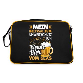 Mein Beitrag zum Umweltschutz - Ich trenne Bier - Retro Tasche - Schwarz/Gold - Hinten