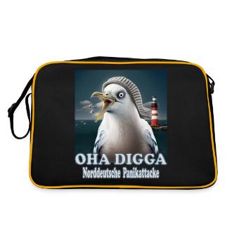OHA Norddeutsche Panikattacke Friesisch Nordsee - Retro Tasche - Schwarz/Gold - Hinten