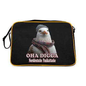 OHA Norddeutsche Panikattacke Friesisch Nordsee - Retro Tasche - Schwarz/Gold - Hinten