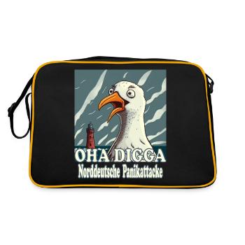 OHA Norddeutsche Panikattacke Friesisch Nordsee - Retro Tasche - Schwarz/Gold - Hinten