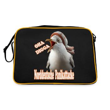 OHA Norddeutsche Panikattacke Friesisch Nordsee - Retro Tasche - Schwarz/Gold - Hinten