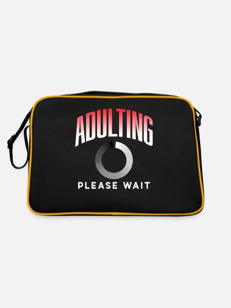 Erwachsen Werden Bitte Warten Geburtstag Pubertät - Retro Tasche - Schwarz/Gold - Hinten