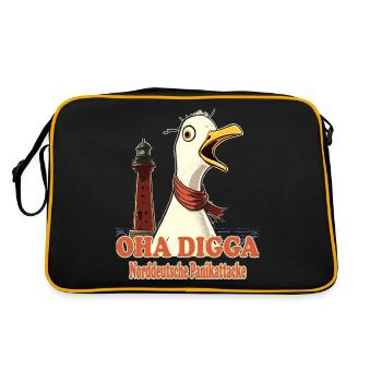 OHA Norddeutsche Panikattacke Friesisch Nordsee - Retro Tasche - Schwarz/Gold - Hinten
