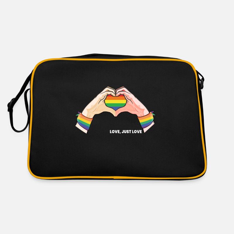 CSD LGBT Hände formen Regenbogen Herz Pride Love Retro Tasche