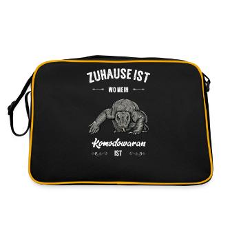 Komodowaran I Komododrache Motiv für Reptilien - Retro Tasche - Schwarz/Gold - Hinten