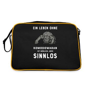 Komodowaran I Komododrache Motiv für Reptilien - Retro Tasche - Schwarz/Gold - Hinten