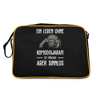 Komodowaran I Komododrache Motiv für Reptilien - Retro Tasche - Schwarz/Gold - Hinten