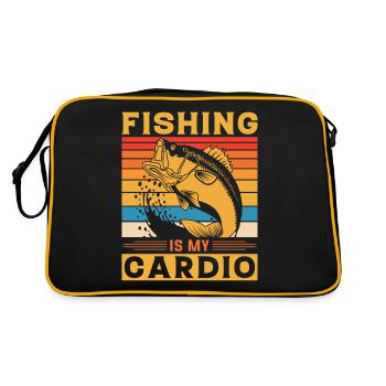 Angeln ist mein Kardio - - Retro Tasche - Schwarz/Gold - Hinten