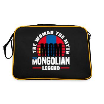Mongolische Mongolei Mongolische Flagge Zitat - Retro Tasche - Schwarz/Gold - Hinten