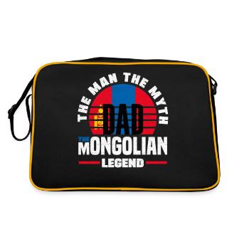 Mongolische Mongolei Mongolische Flagge Zitat - Retro Tasche - Schwarz/Gold - Hinten