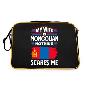 Mongolische Mongolei Mongolische Flagge Zitat - Retro Tasche - Schwarz/Gold - Hinten