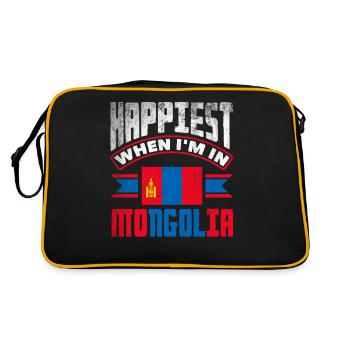 Mongolische Mongolei Mongolische Flagge Zitat - Retro Tasche - Schwarz/Gold - Hinten
