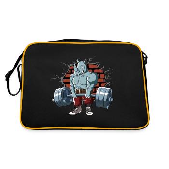 Fitnesstraining Pumpen Naßhorn Kreuzheben Fitness - Retro Tasche - Schwarz/Gold - Hinten