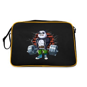 Fitnesstraining Pumpen Panda Kreuzheben Fitness - Retro Tasche - Schwarz/Gold - Hinten