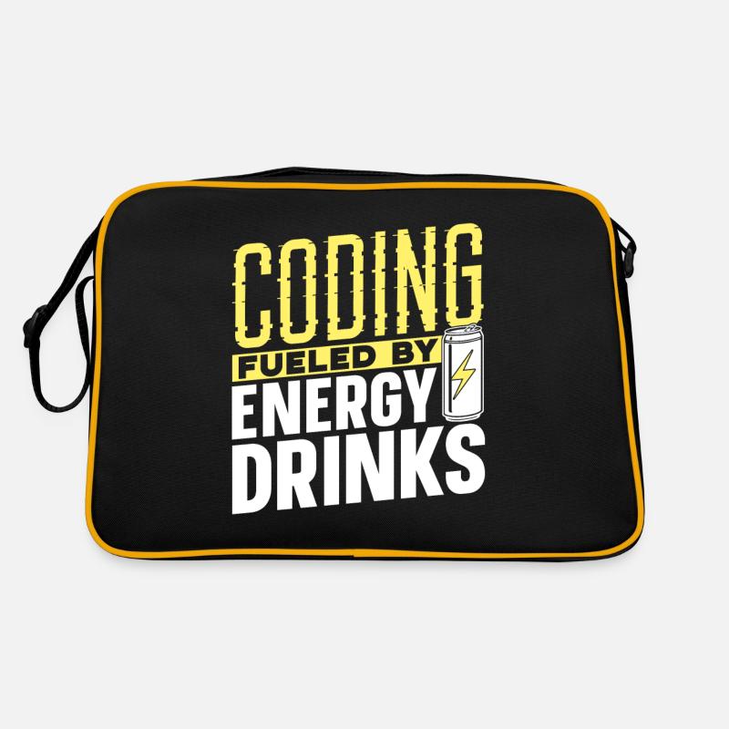 Programmieren Mit Energydrinks Coding Coder Code - Retro Tasche - Schwarz/Gold