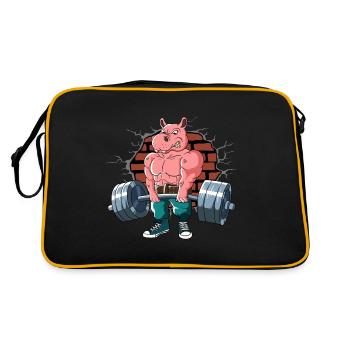 Fitnesstraining Pumpen Hippo Kreuzheben Fitness - Retro Tasche - Schwarz/Gold - Hinten