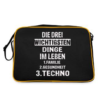 Techno - Retro Tasche - Schwarz/Gold - Hinten