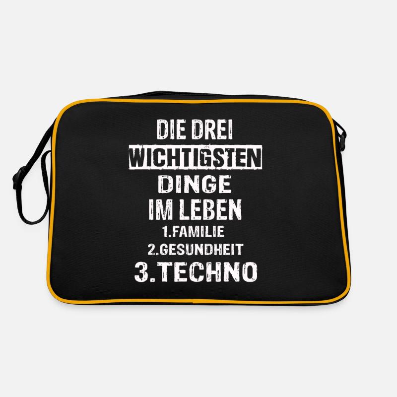 Techno - Retro Tasche - Schwarz/Gold