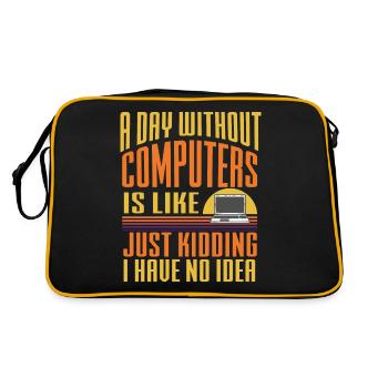 Lustiger Informatiker Spruch, Informatik - Retro Tasche - Schwarz/Gold - Hinten