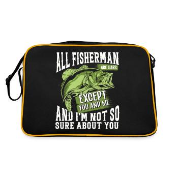 All anglers are liars, except you and me, and - Retro Bag - black/gold - Back