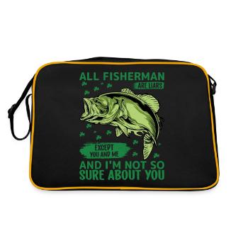 All fishermen are liars, except you and me, and - Retro Bag - black/gold - Back