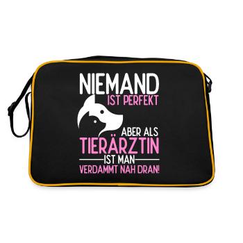 Tierärztin Bester Job Tiere Tierliebhaber Geschenk - Retro Tasche - Schwarz/Gold - Hinten