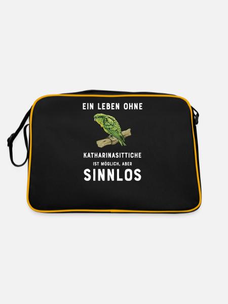 Katharinasittich I Sittich ZiervogelMotiv für - Retro Tasche - Schwarz/Gold - Hinten